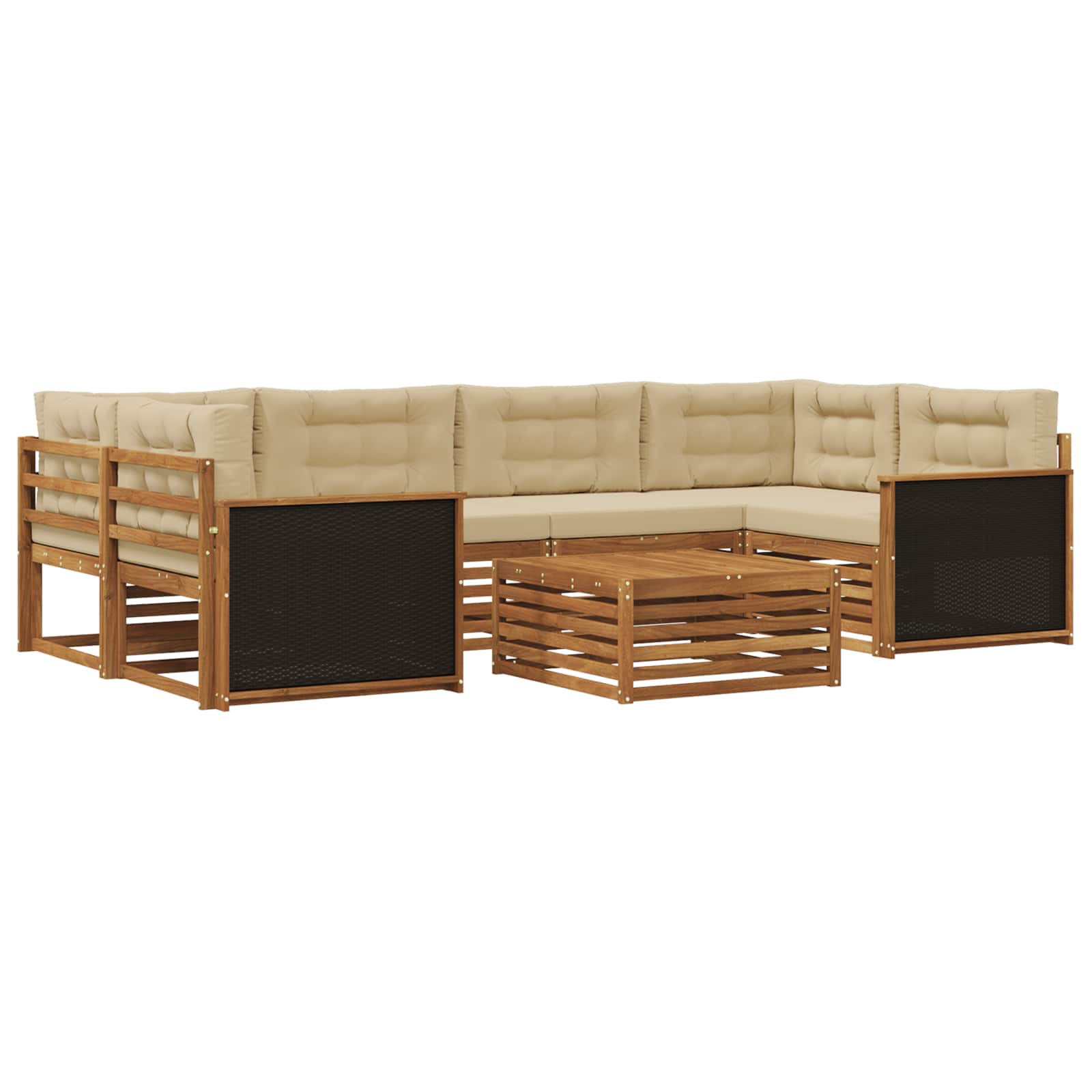 Outdoor-Sofagarnitur mit Kissen 7 pcs Natur und Beige Polyester