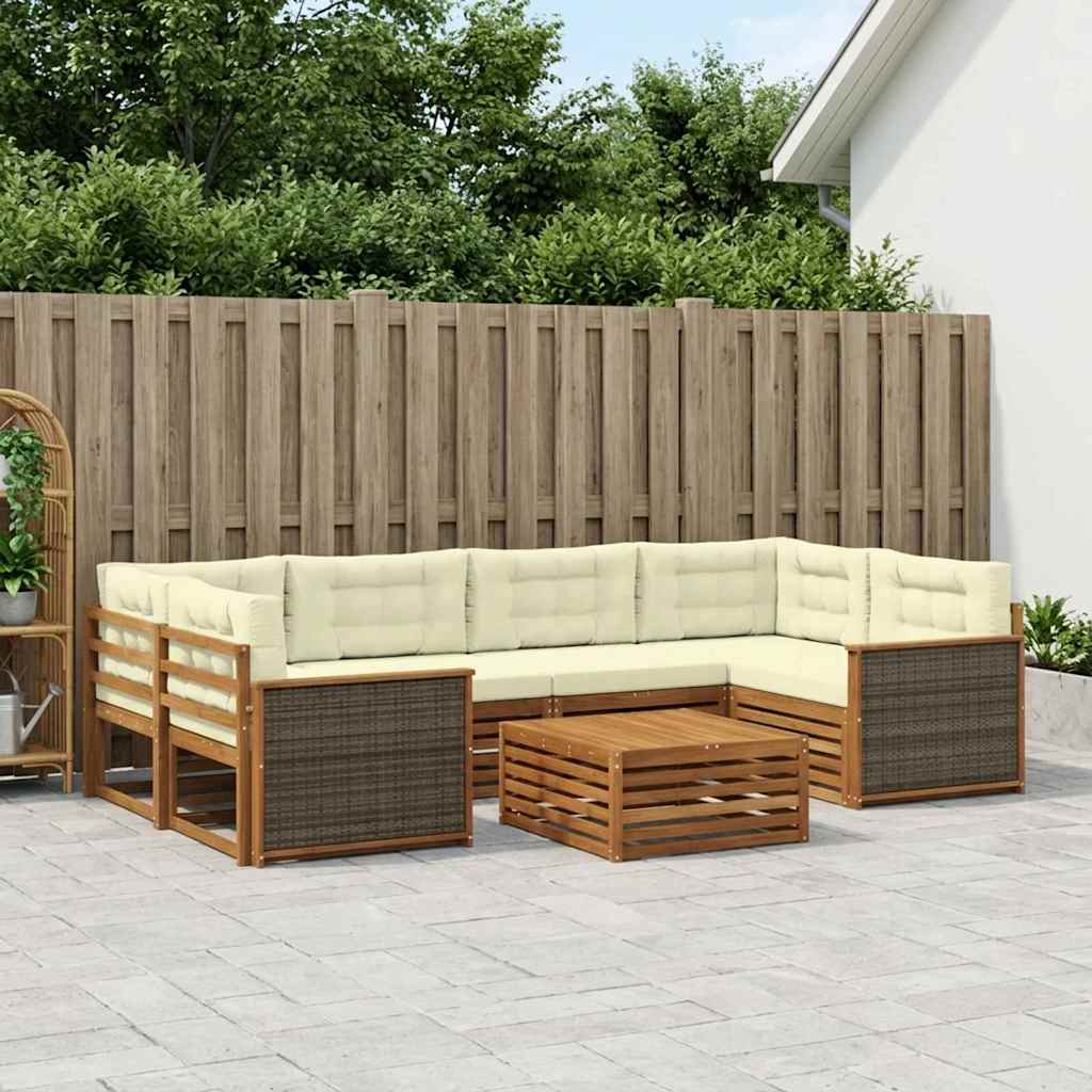 Outdoor-Sofagarnitur 7 stk. Natur und Creme