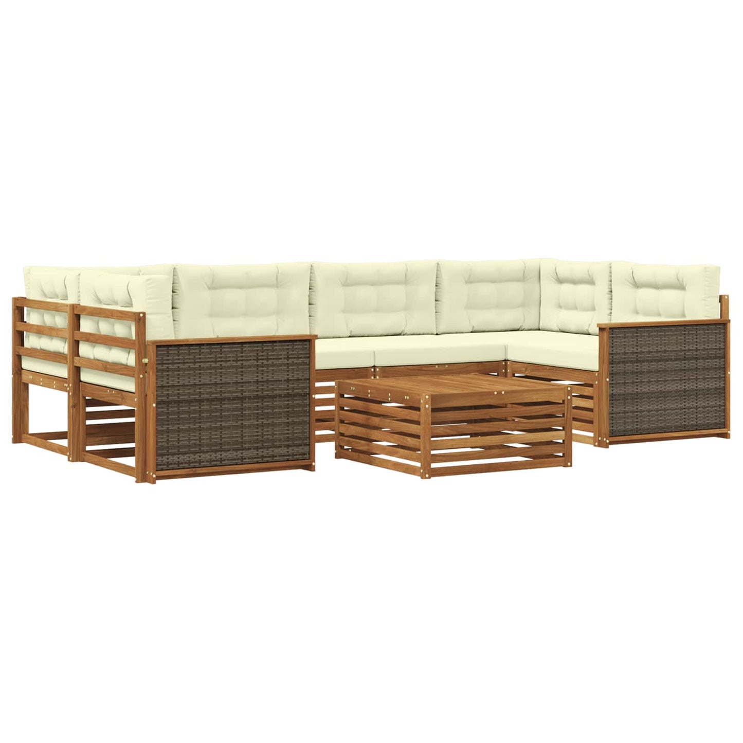 Outdoor-Sofagarnitur 7 stk. Natur und Creme