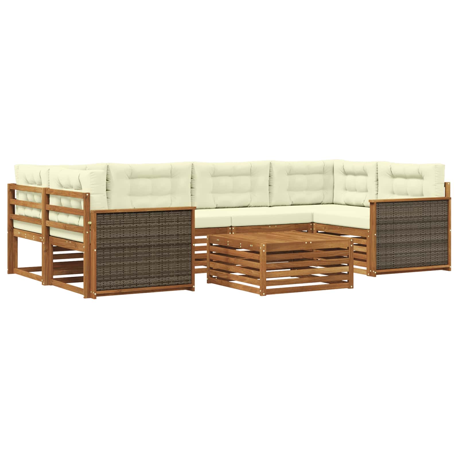 Outdoor-Sofagarnitur 7 stk. Natur und Creme