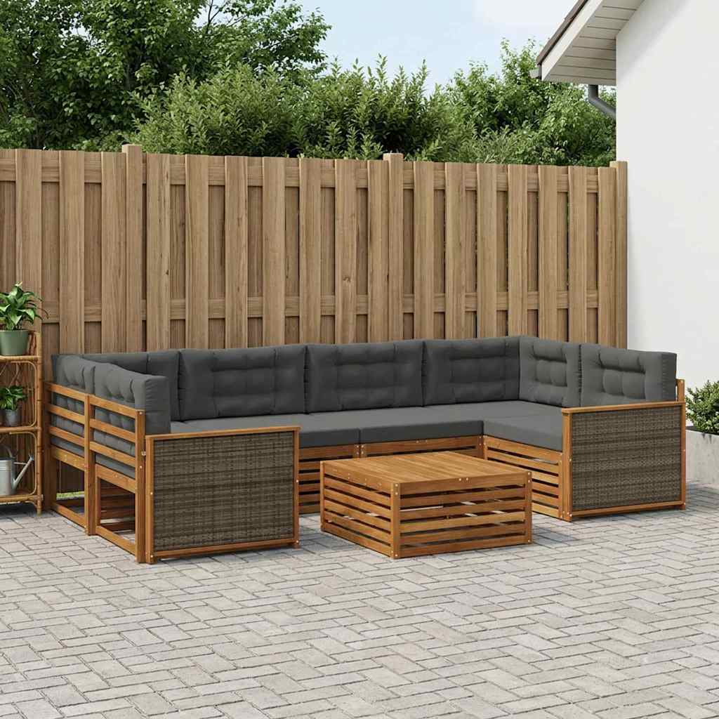 Outdoor-Sofagarnitur 7 stk. Natur und Anthrazit