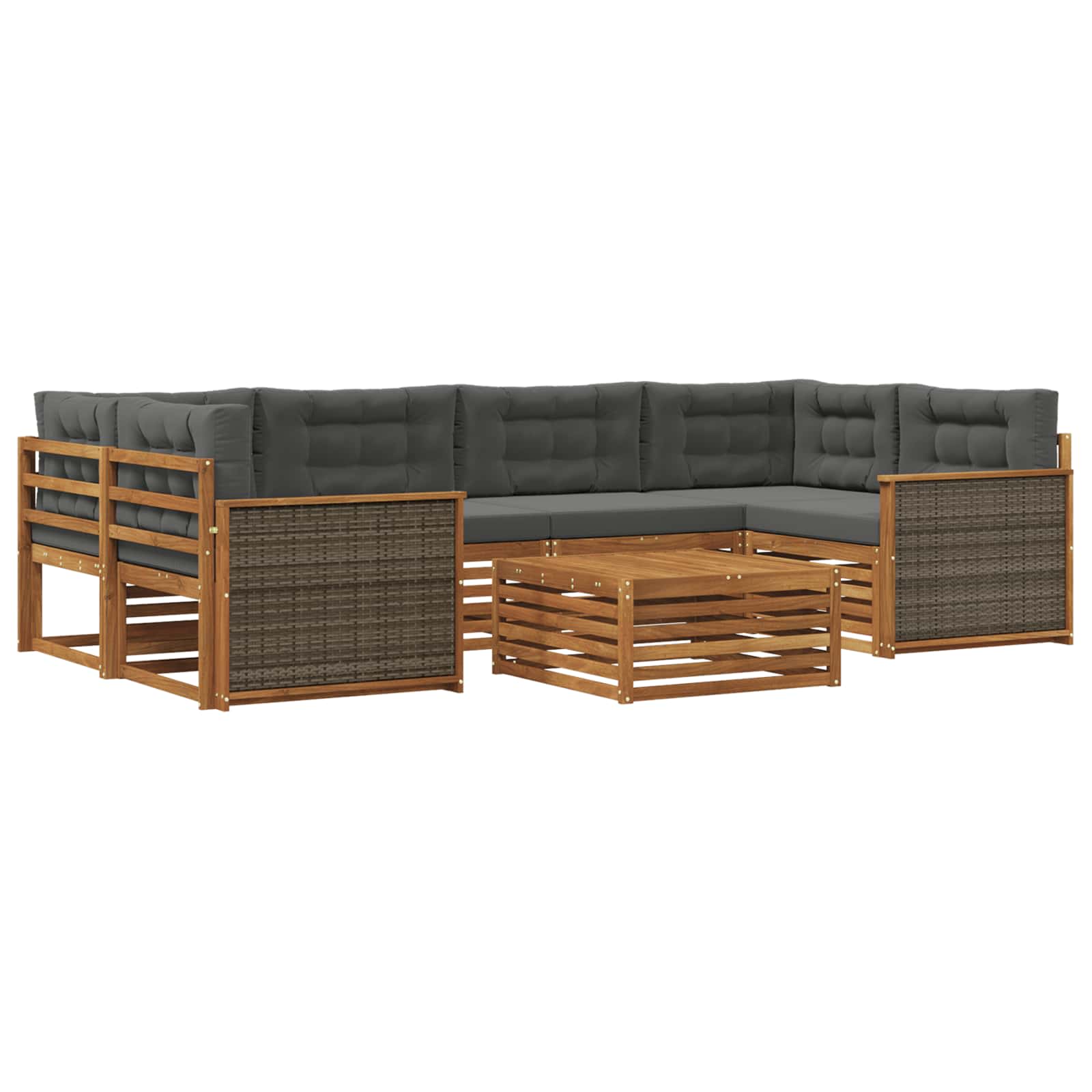 Outdoor-Sofagarnitur 7 stk. Natur und Anthrazit