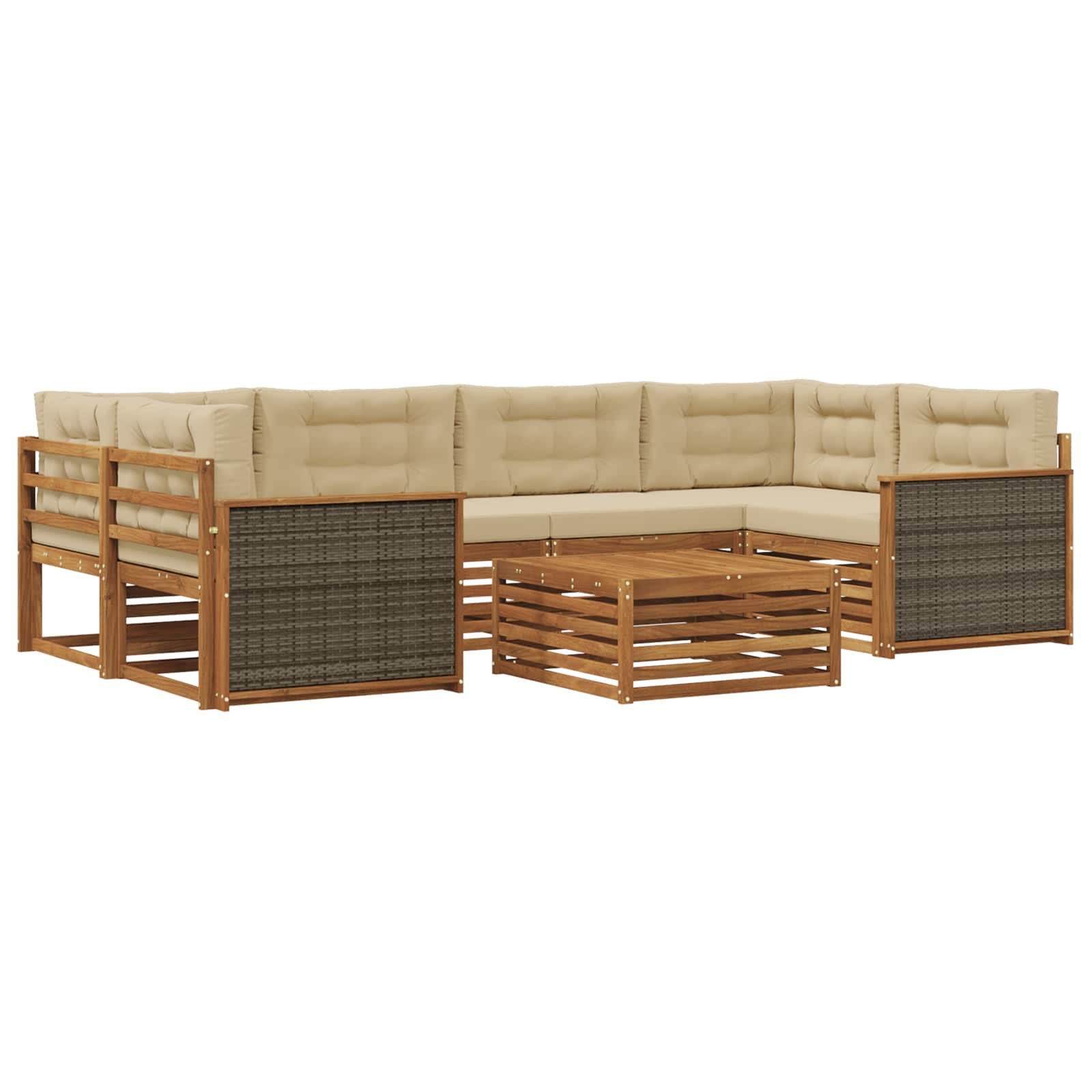 Outdoor-Sofagarnitur mit Kissen 7 pcs Natur und Beige
