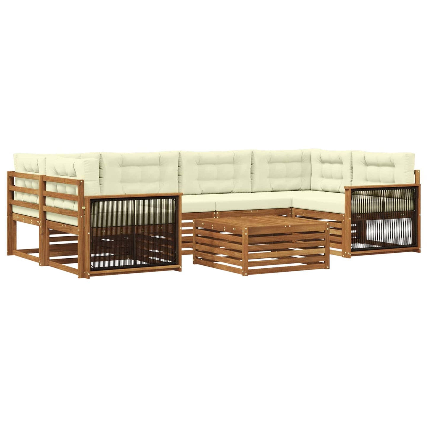 Outdoor-Sofagarnitur mit Kissen 7 pcs Natur und Creme