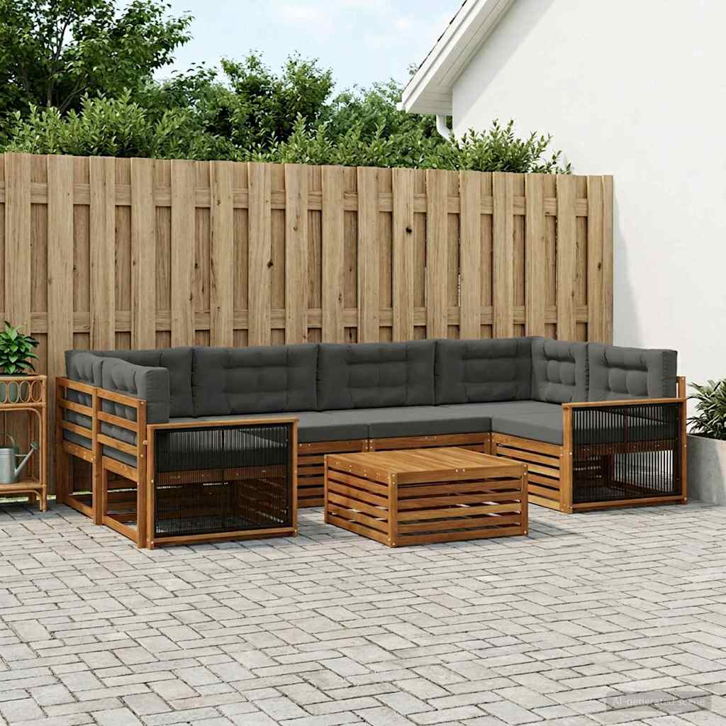 Outdoor-Sofagarnitur 7 stk. Natur und Anthrazit