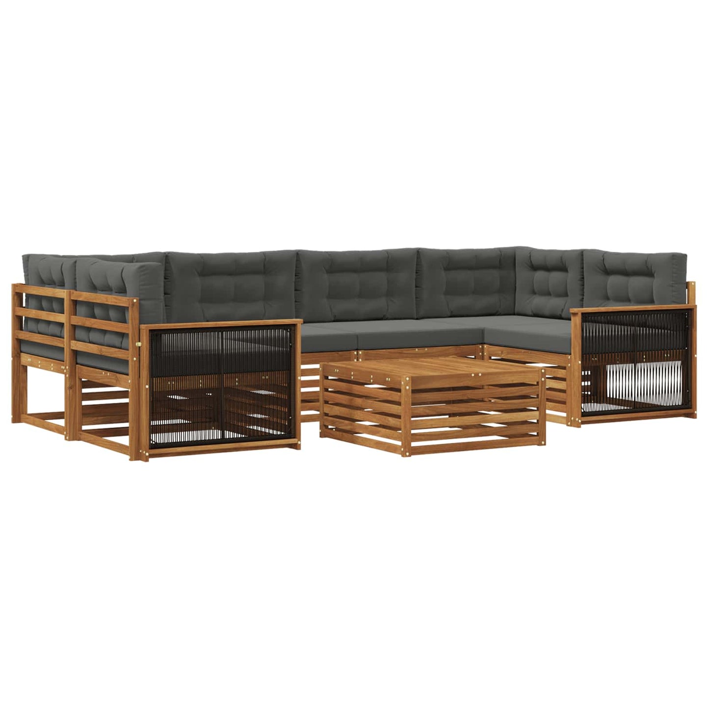 Outdoor-Sofagarnitur 7 stk. Natur und Anthrazit