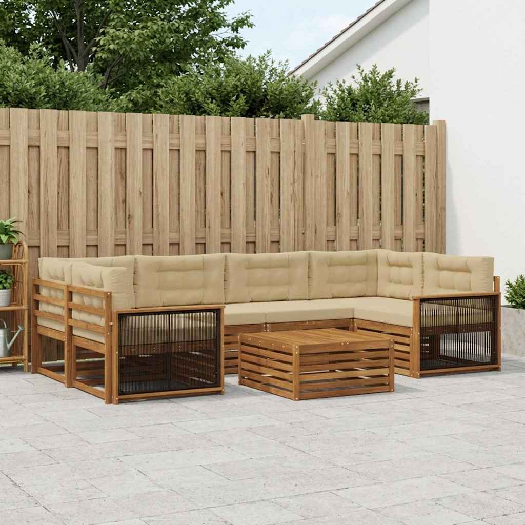 Outdoor-Sofagarnitur mit Kissen 7 pcs Natur und Beige