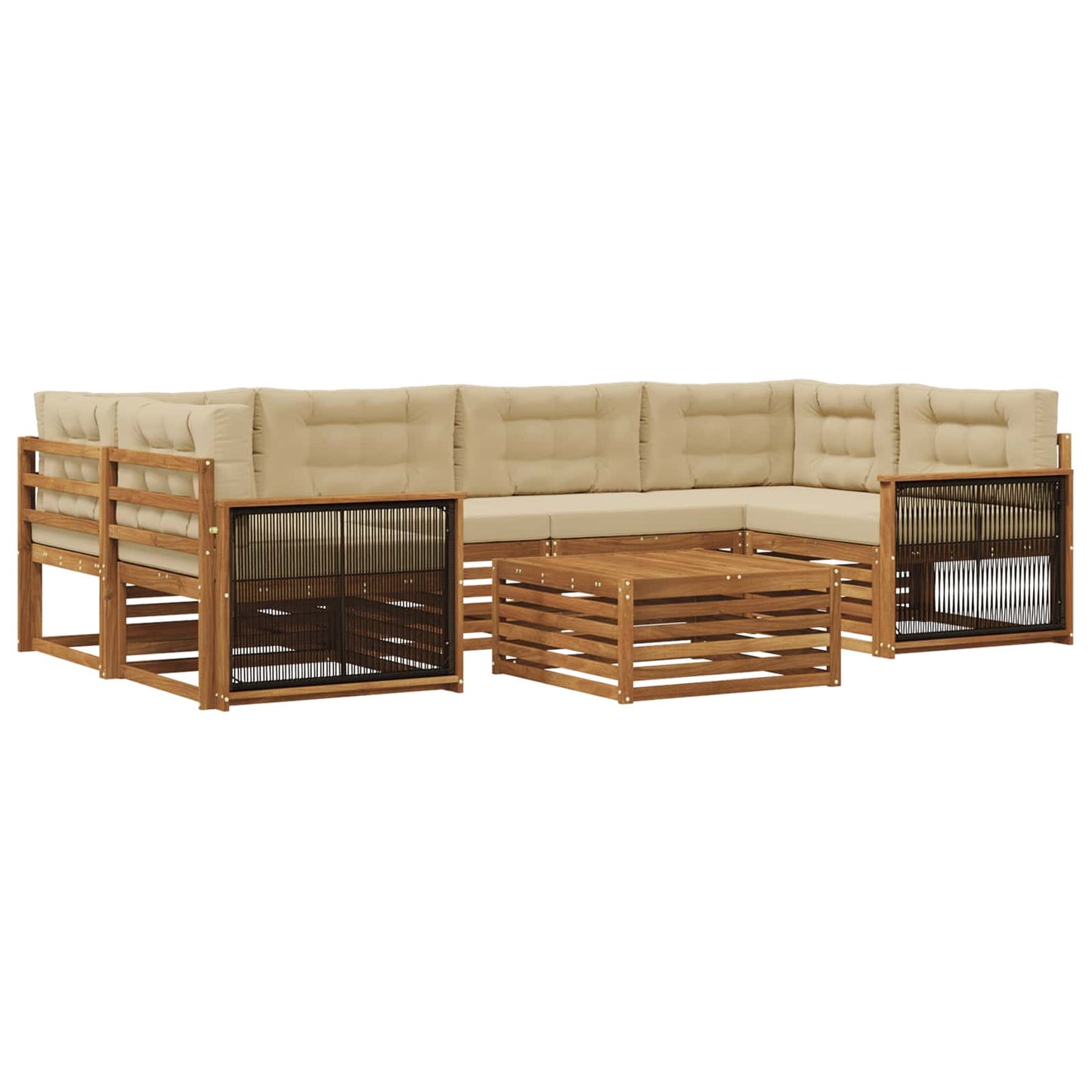 Outdoor-Sofagarnitur mit Kissen 7 pcs Natur und Beige