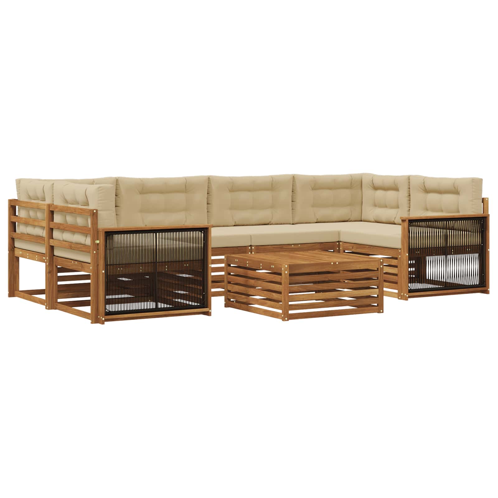 Outdoor-Sofagarnitur mit Kissen 7 pcs Natur und Beige