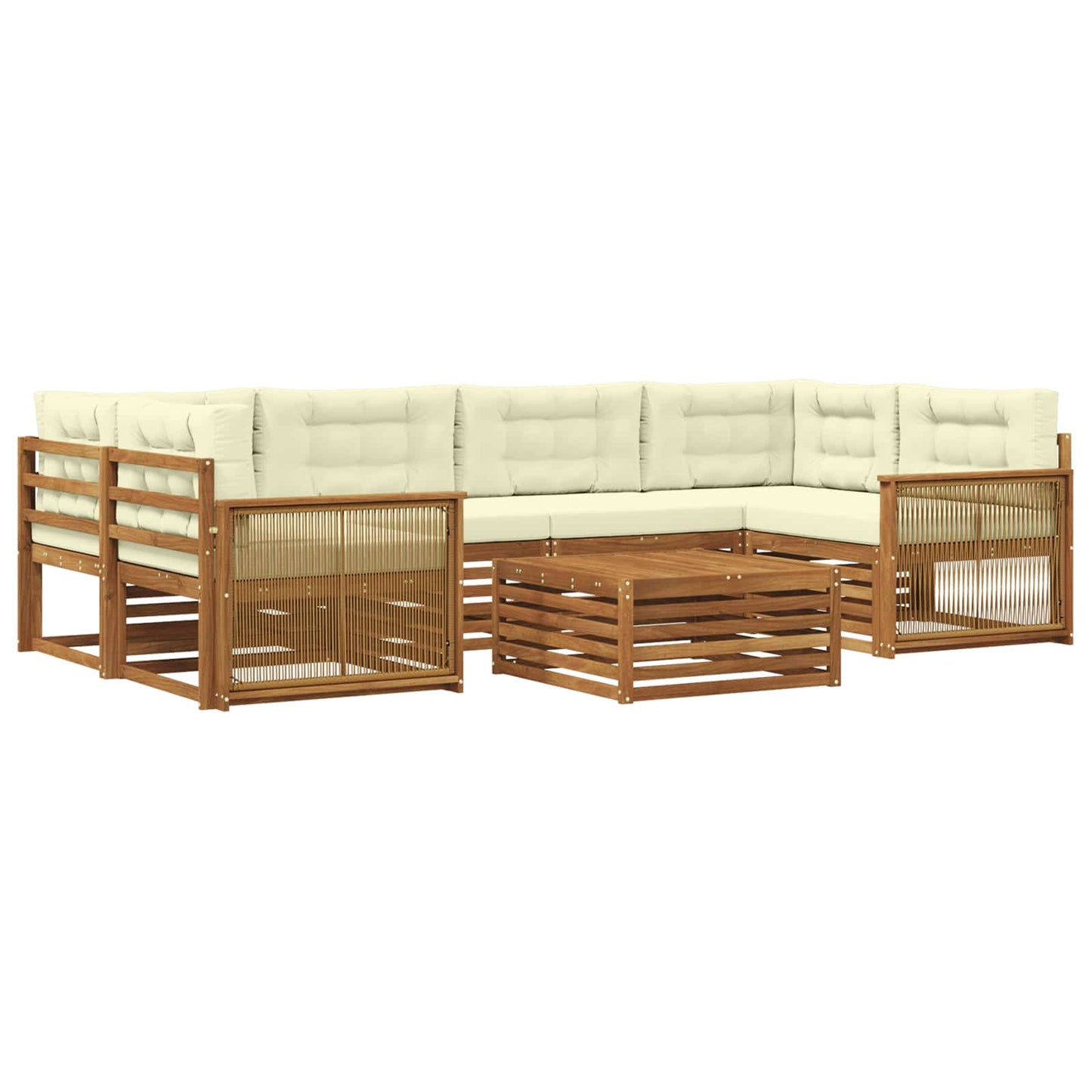 Outdoor-Sofagarnitur mit Kissen 7 pcs Natur und Creme