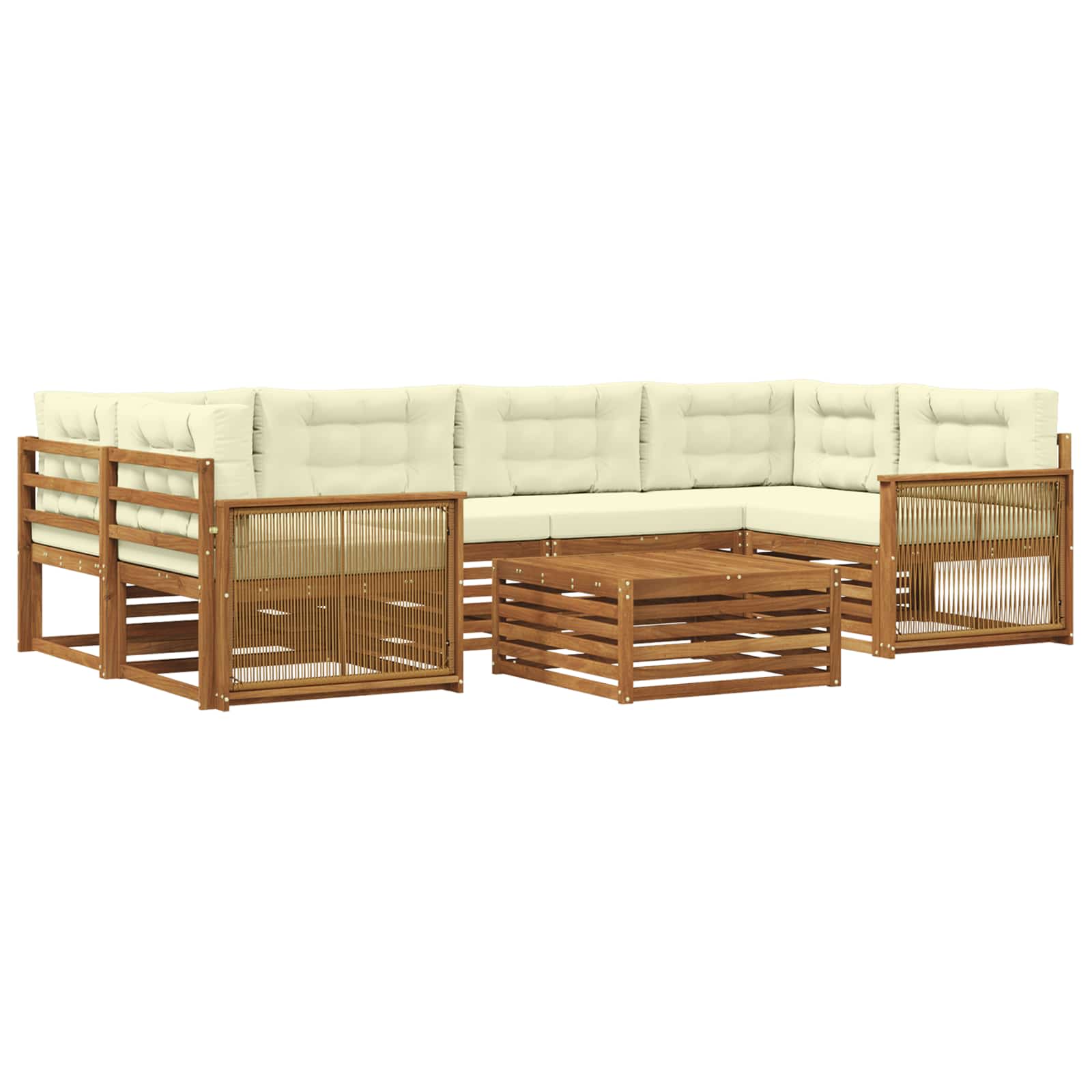 Outdoor-Sofagarnitur mit Kissen 7 pcs Natur und Creme