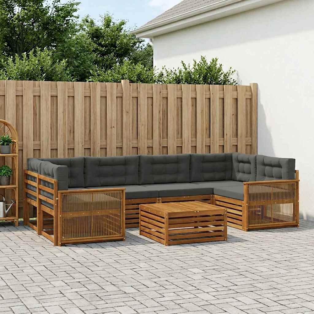 Outdoor-Sofagarnitur 7 stk. Natur und Anthrazit