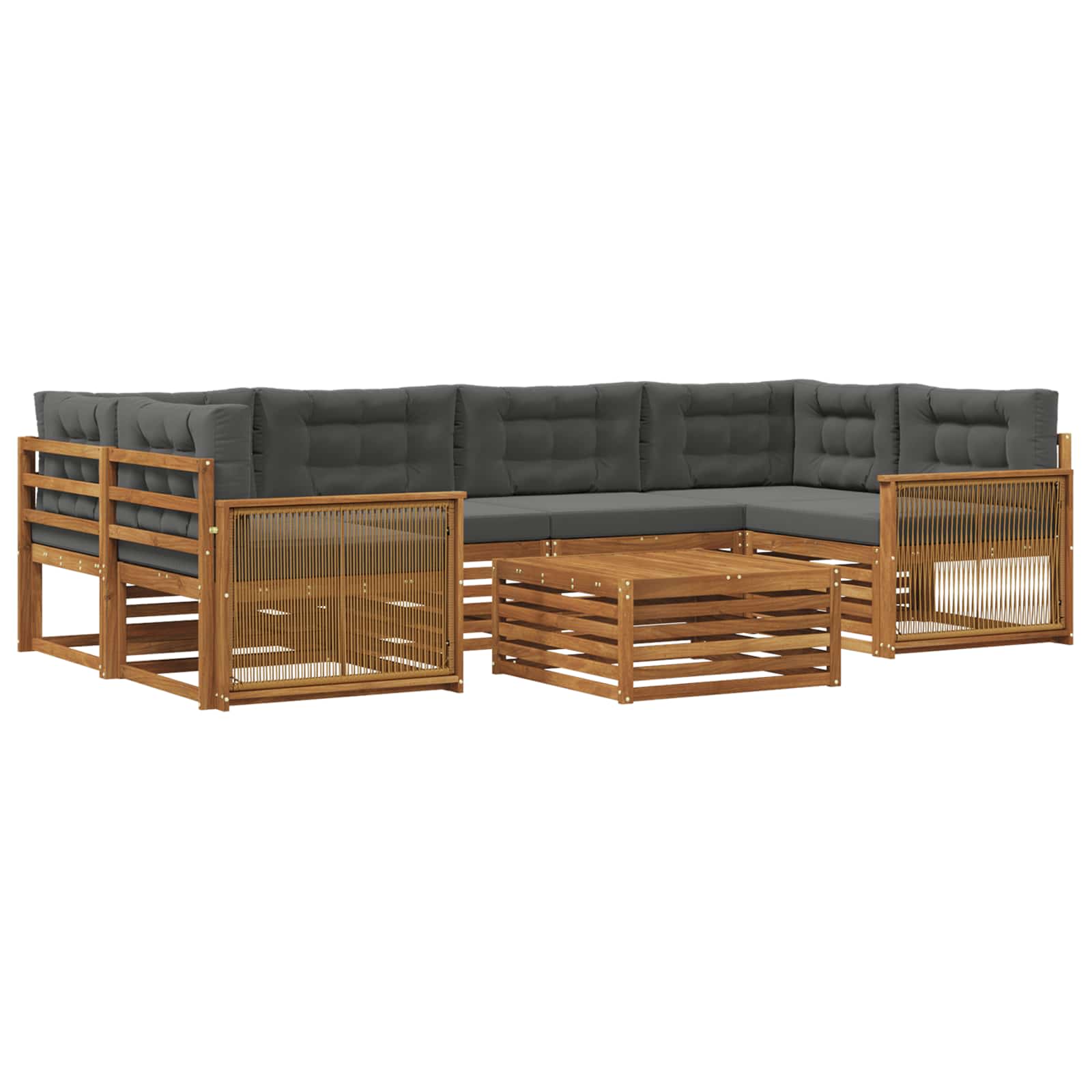 Outdoor-Sofagarnitur 7 stk. Natur und Anthrazit