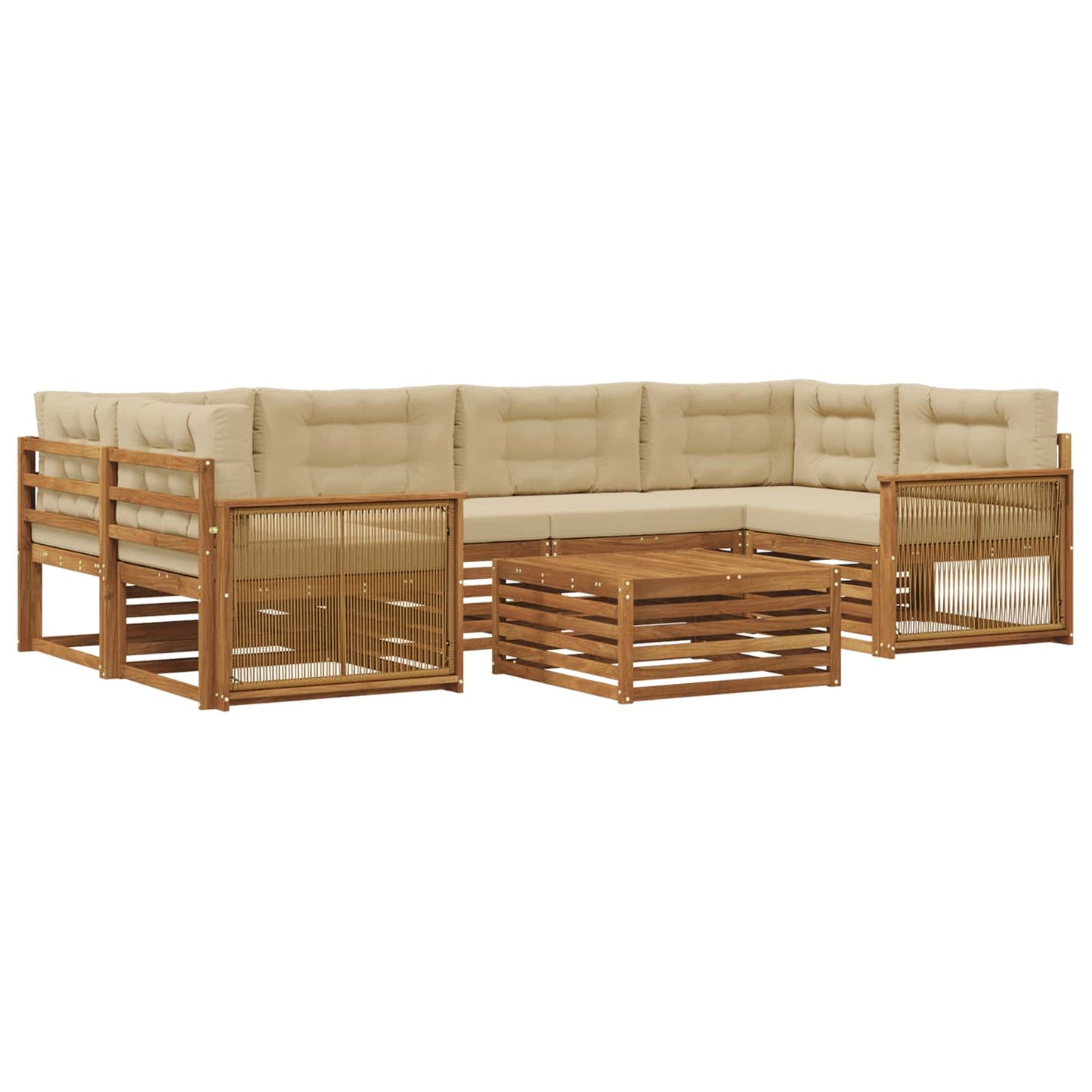 Outdoor-Sofagarnitur mit Kissen 7 pcs Natur und Beige