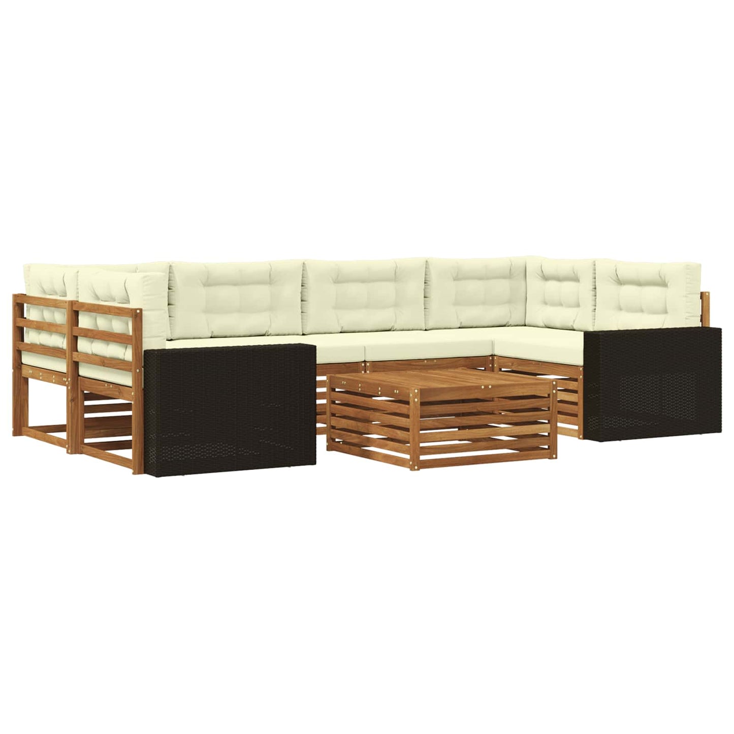 Outdoor-Sofagarnitur 7 stk. Natur und Creme Polyester