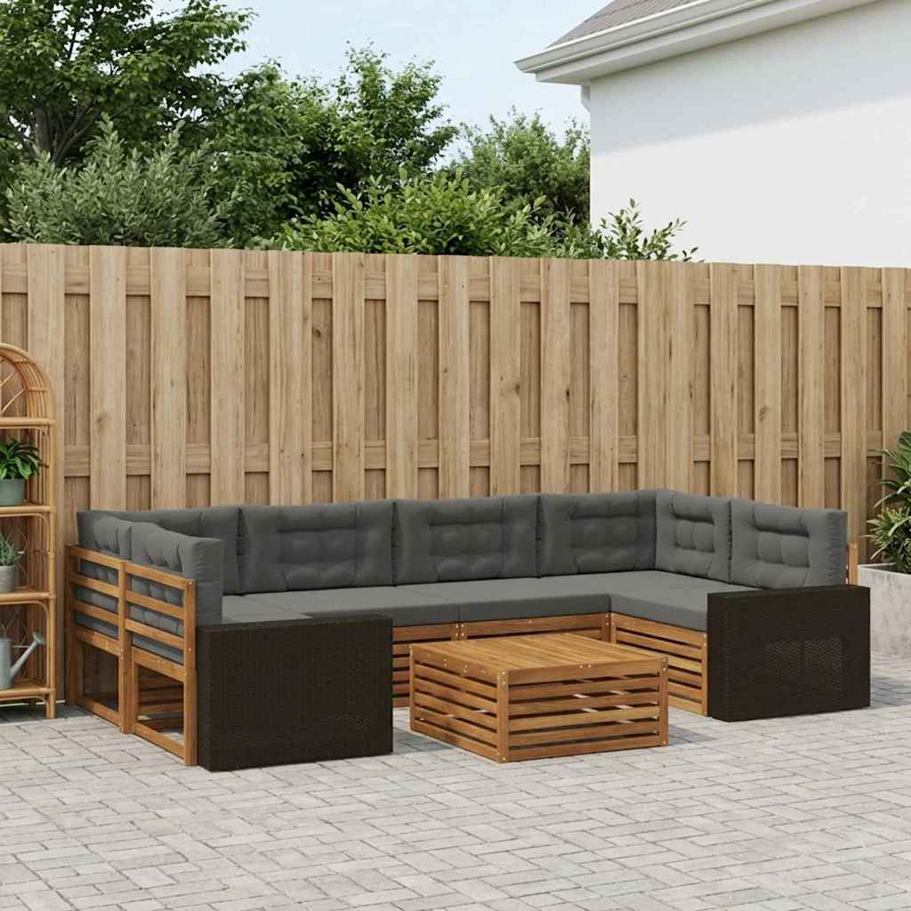 Outdoor-Sofagarnitur 7 pcs Natur und Anthrazit Polyester