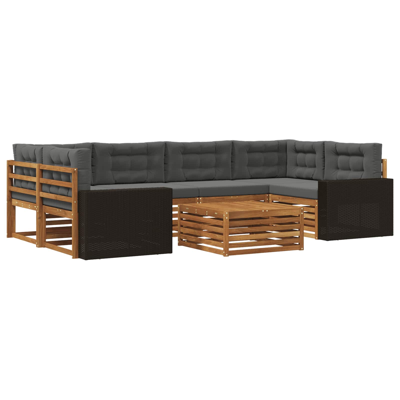 Outdoor-Sofagarnitur 7 pcs Natur und Anthrazit Polyester