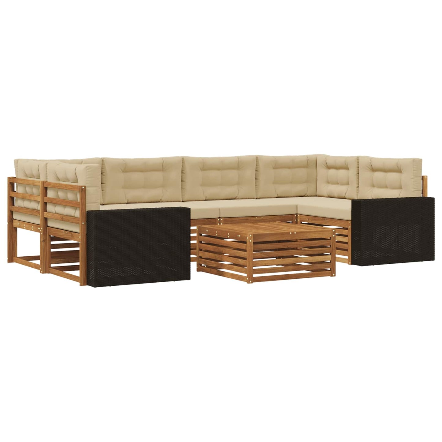 Outdoor-Sofagarnitur mit Kissen 7 pcs Natur und Beige Polyester