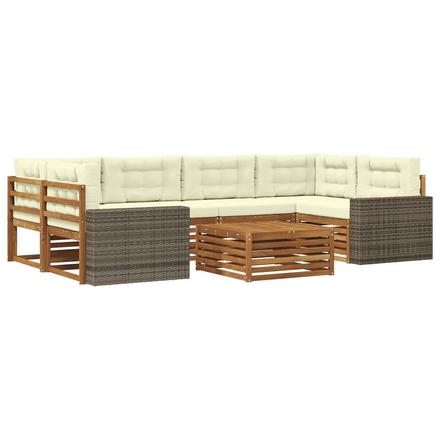 Outdoor-Sofagarnitur 7 stk. Natur und Creme Polyester