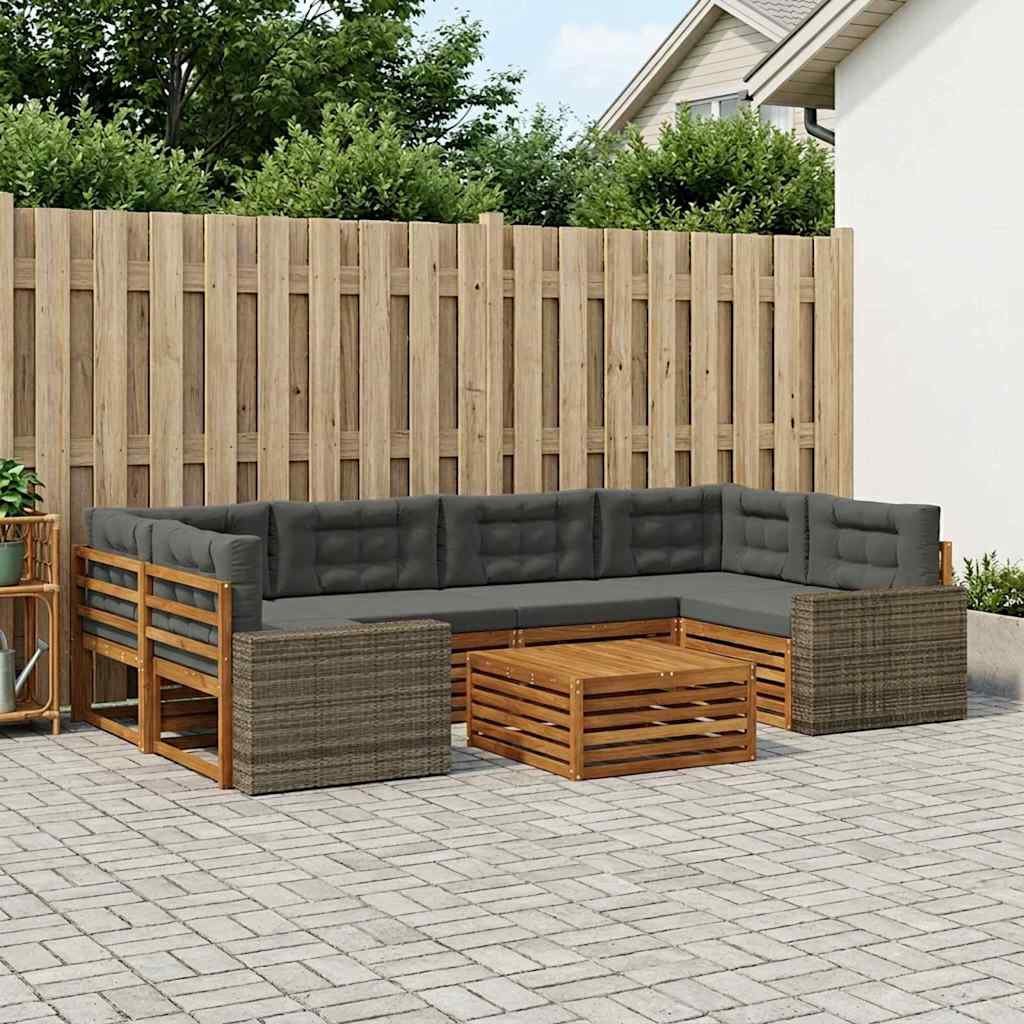 Outdoor-Sofagarnitur 7 pcs Natur und Anthrazit Polyester