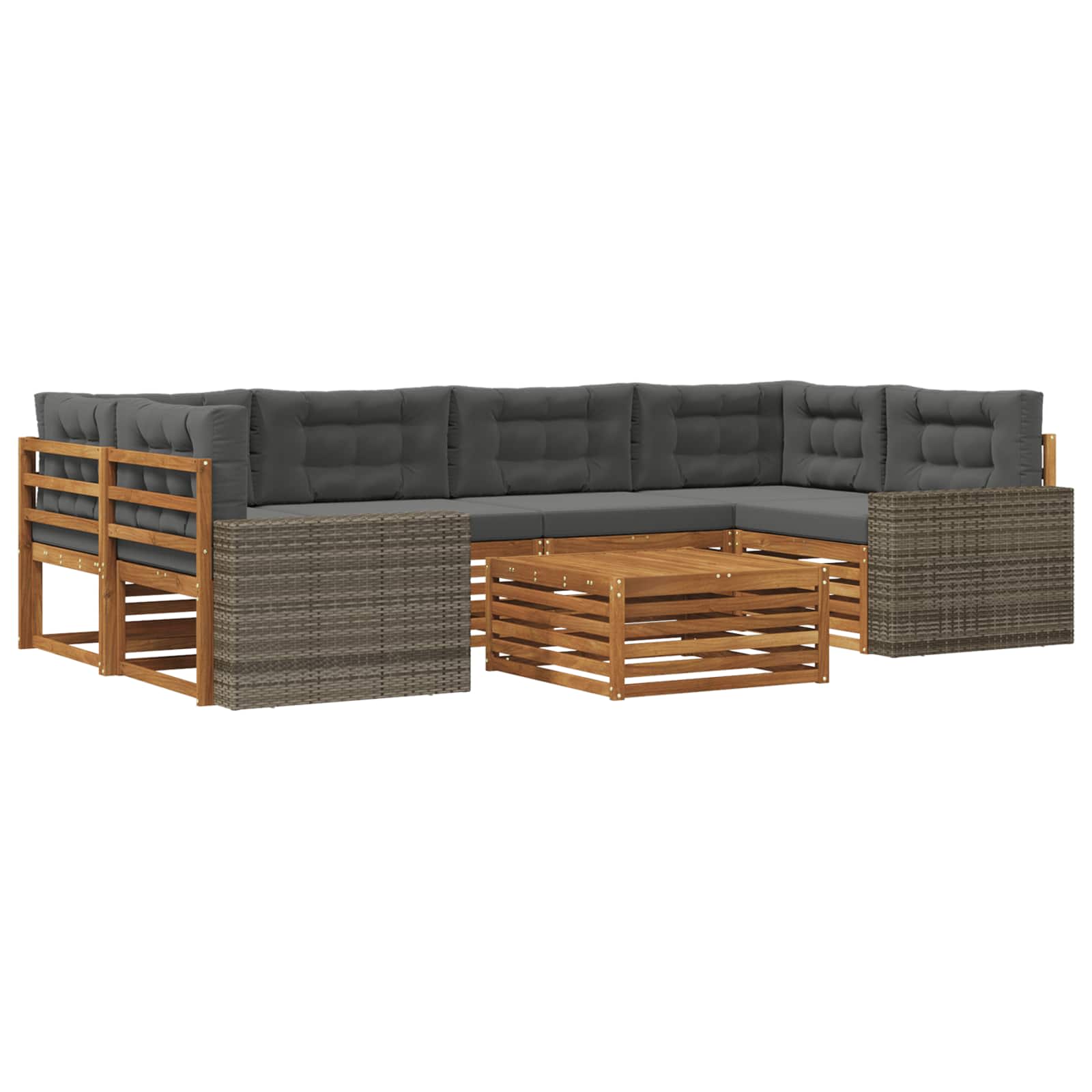 Outdoor-Sofagarnitur 7 pcs Natur und Anthrazit Polyester