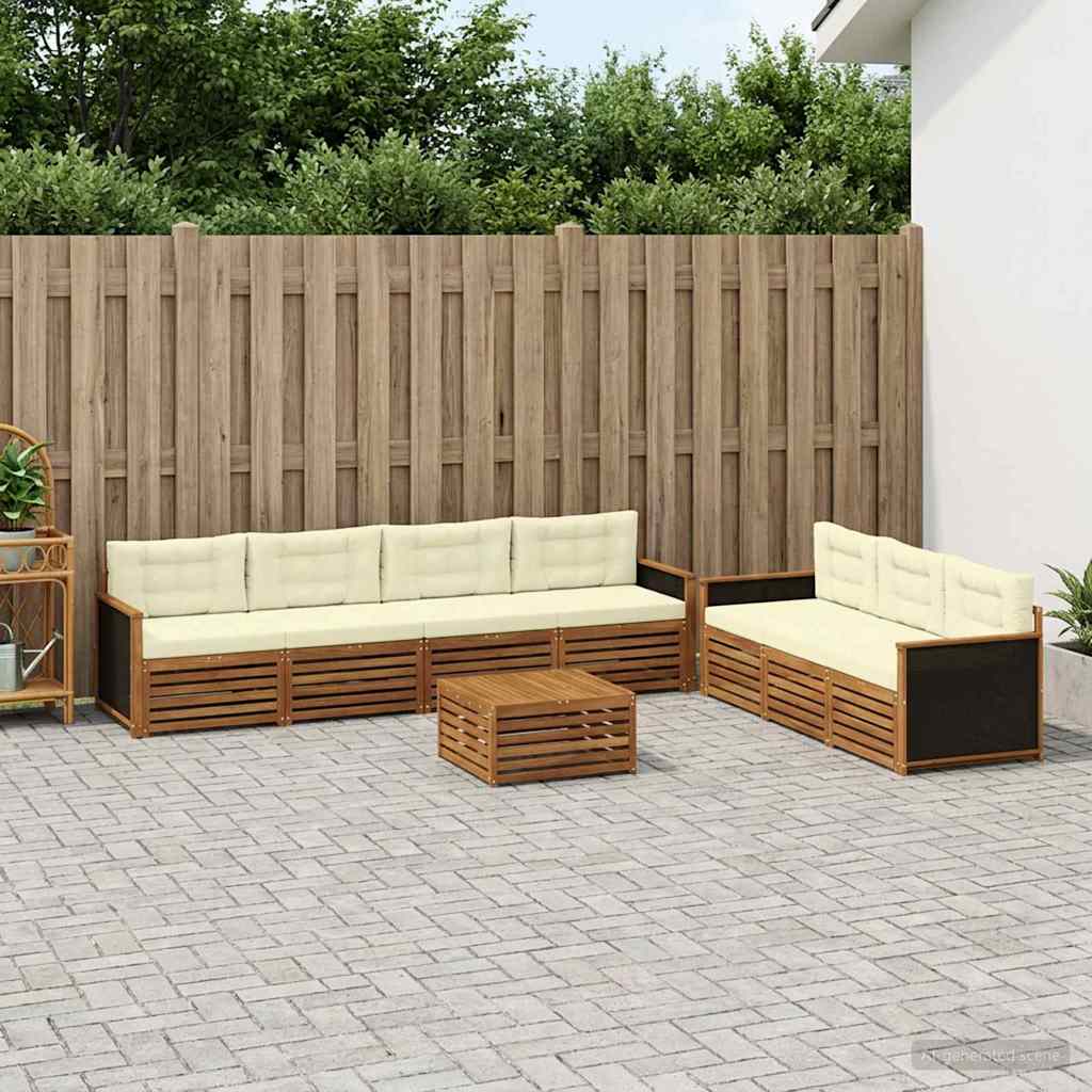 Outdoor-Sofagarnitur 8 pcs Natur und Creme 79 x 79 x 37 cm