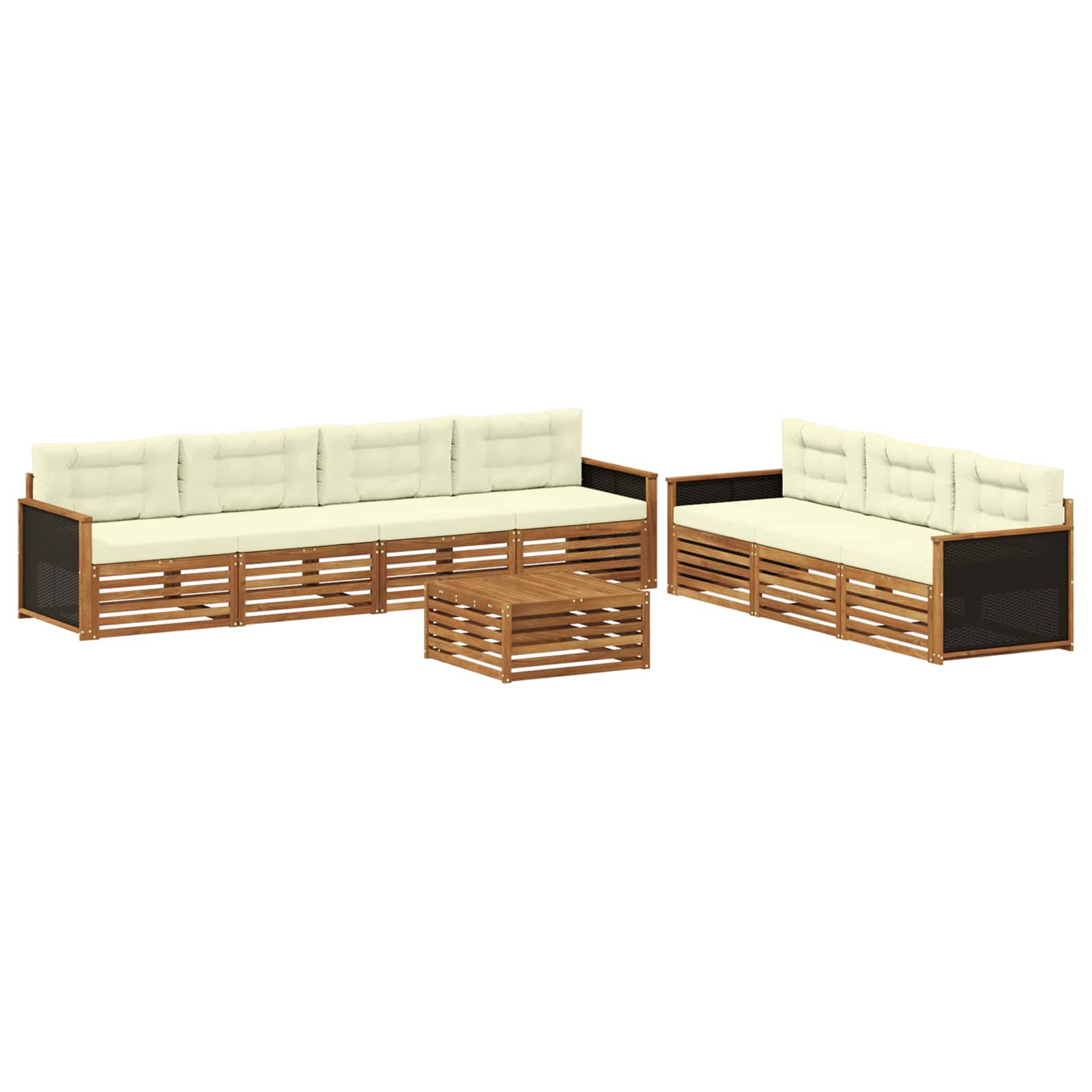 Outdoor-Sofagarnitur 8 pcs Natur und Creme 79 x 79 x 37 cm