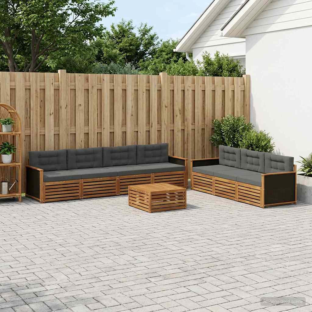 Outdoor-Sofagarnitur 8 stk. Natur und Anthrazit Polyester