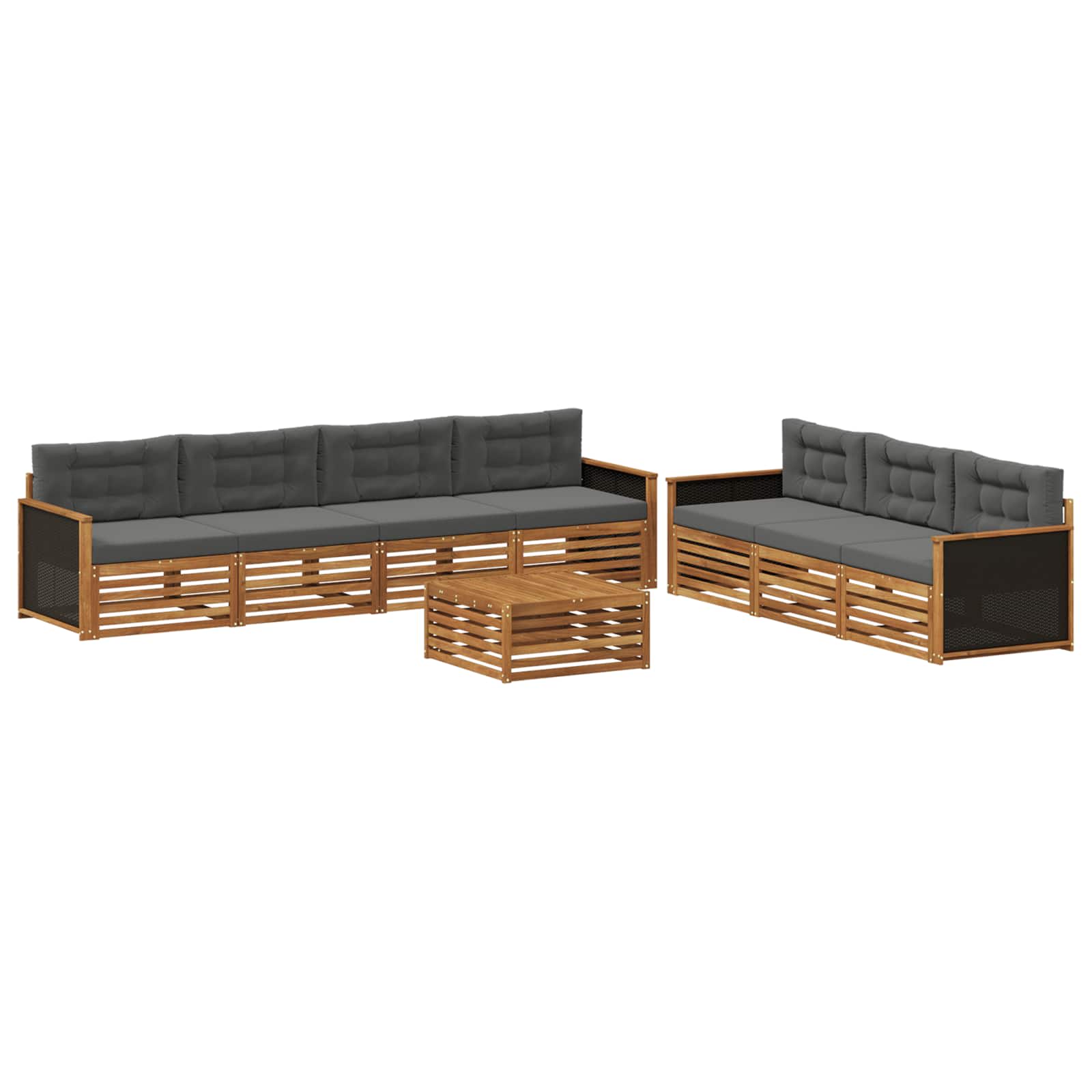 Outdoor-Sofagarnitur 8 stk. Natur und Anthrazit Polyester