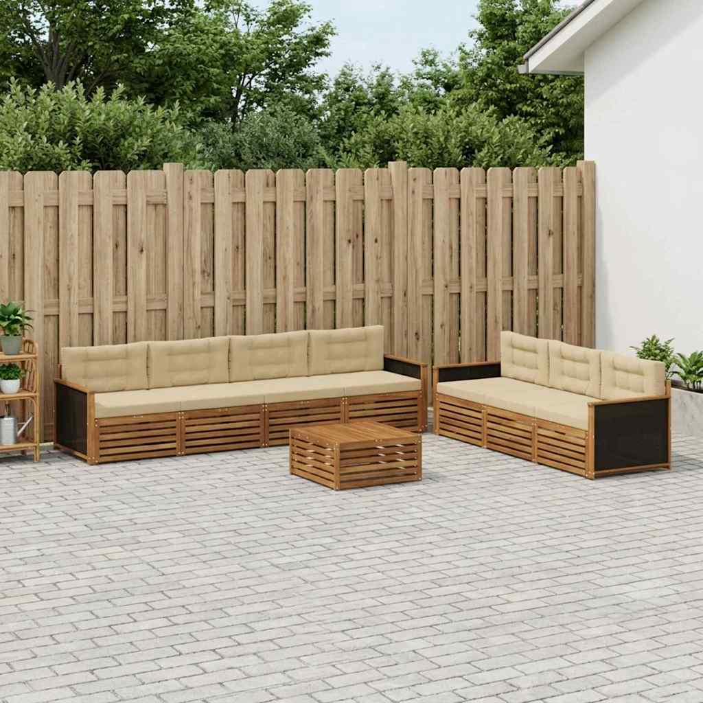 Outdoor-Sofagarnitur 8 stk. Natur und Beige Polyester