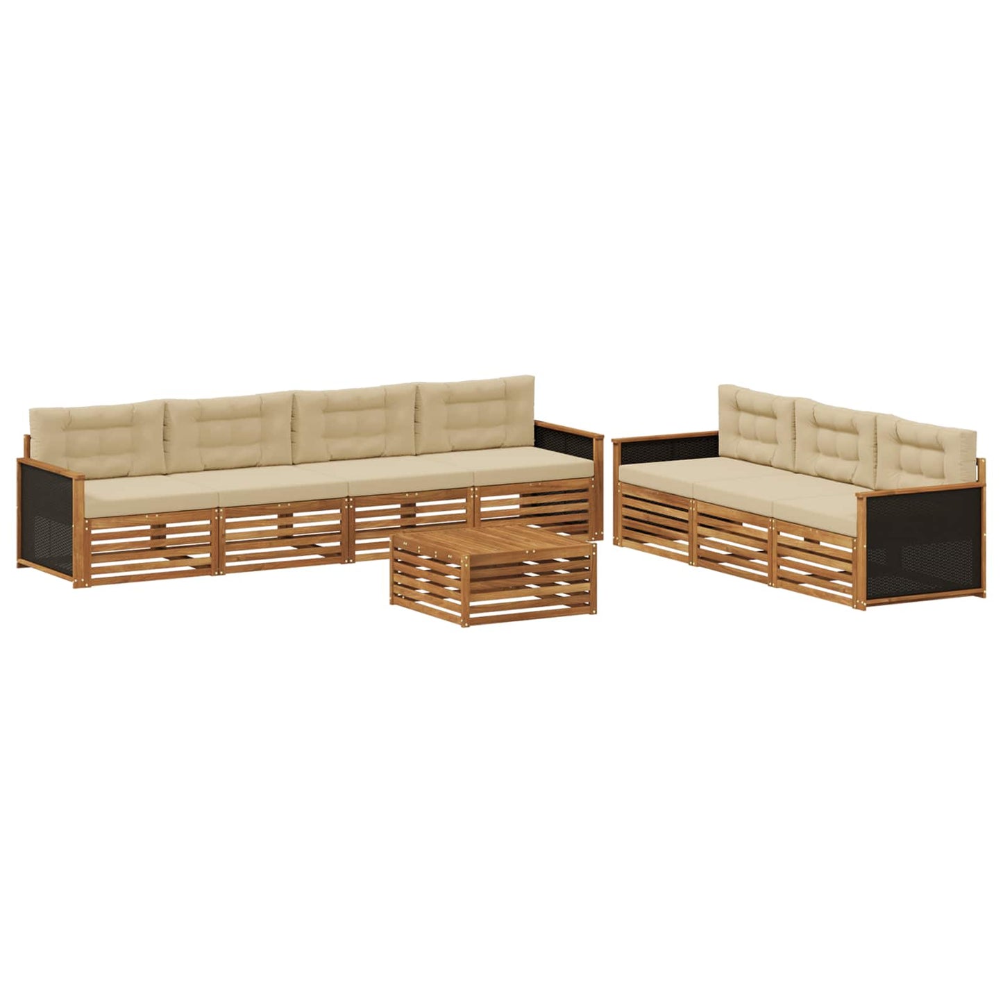 Outdoor-Sofagarnitur 8 stk. Natur und Beige Polyester