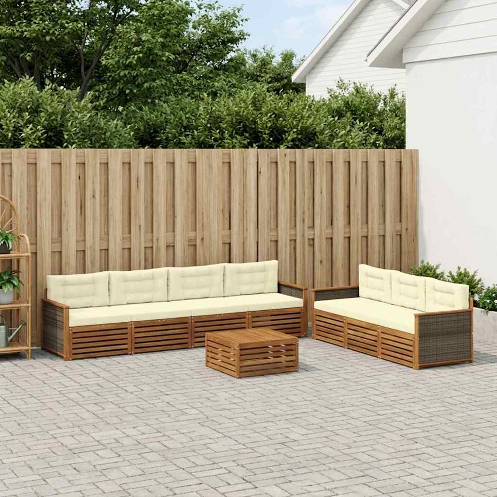 Outdoor-Sofagarnitur 8 stk. Natur und Creme