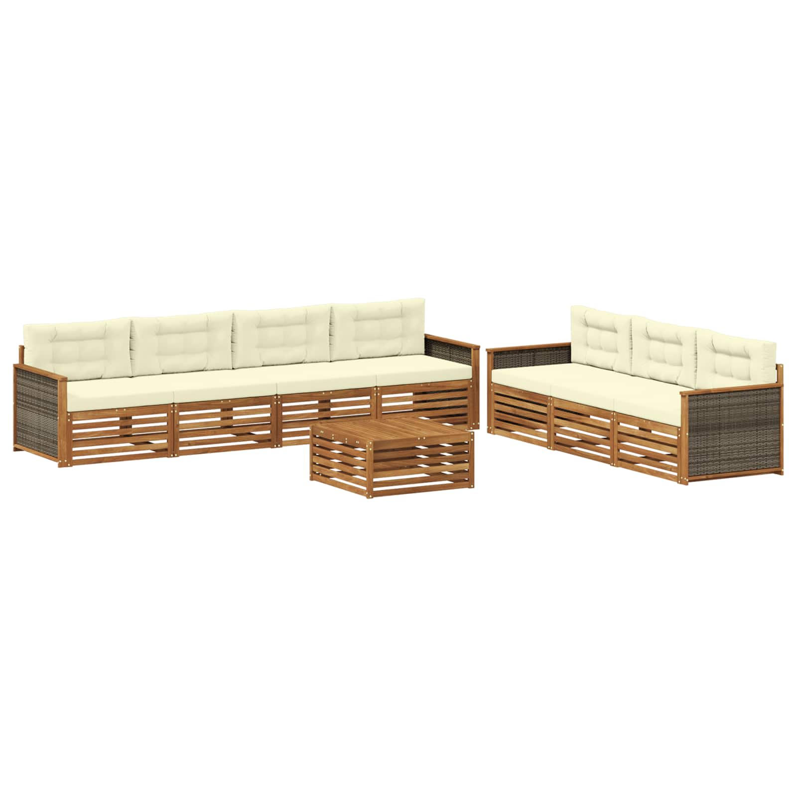 Outdoor-Sofagarnitur 8 stk. Natur und Creme