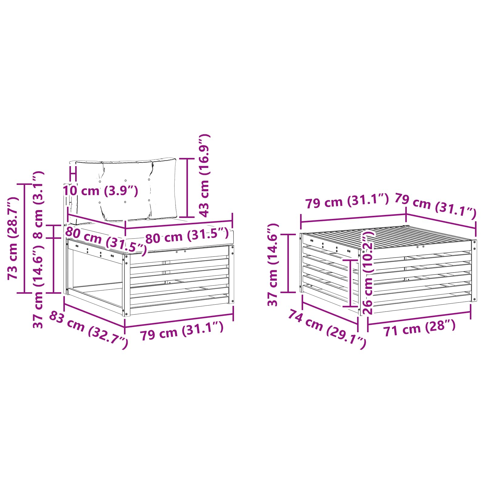 Outdoor-Sofagarnitur 8 stk. Natur und Creme