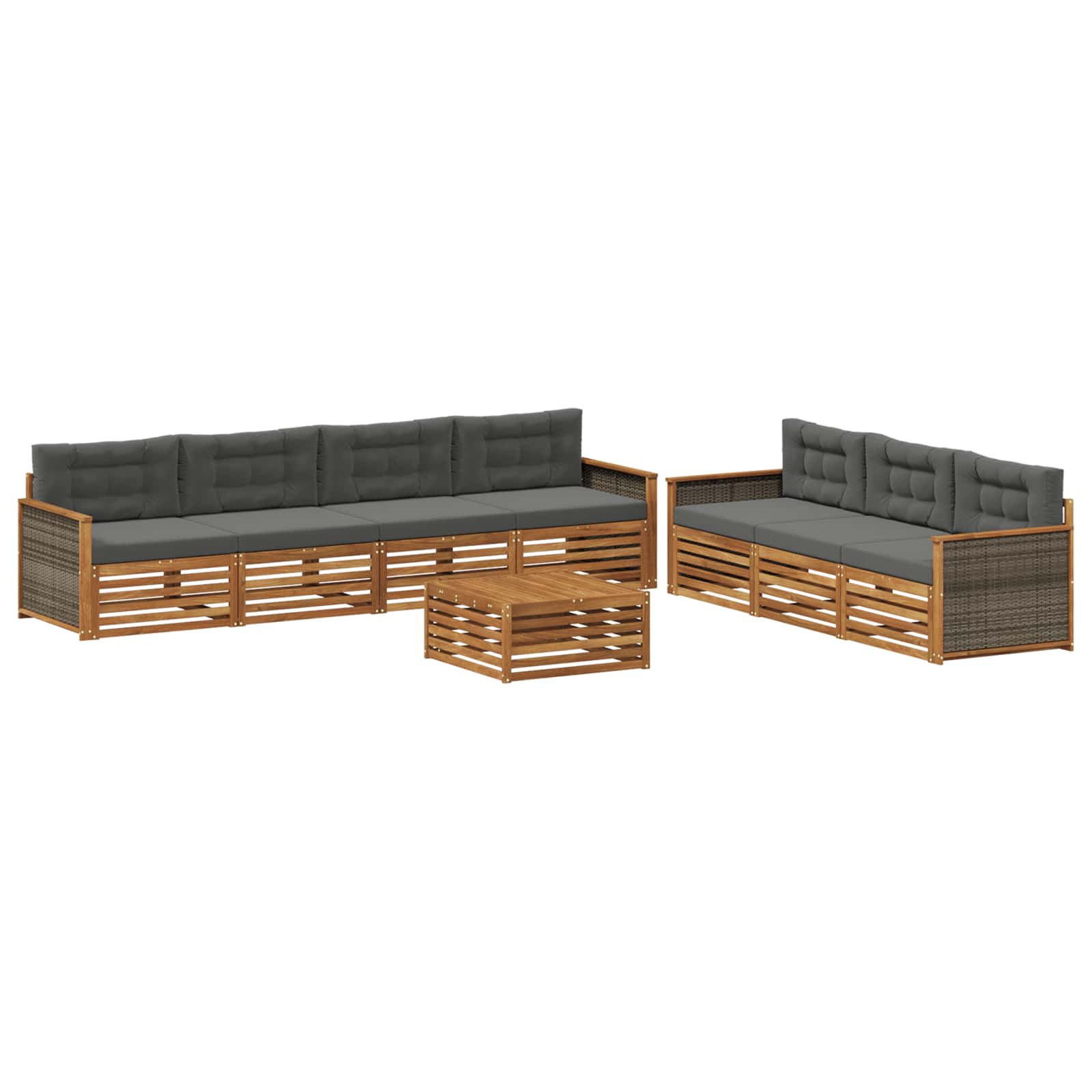 Outdoor-Sofagarnitur mit Kissen 8 pcs Natur und Anthrazit