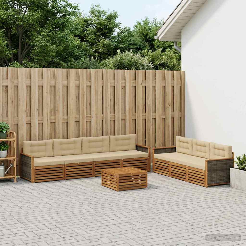 Outdoor-Sofagarnitur 8 stk. Natur und Beige