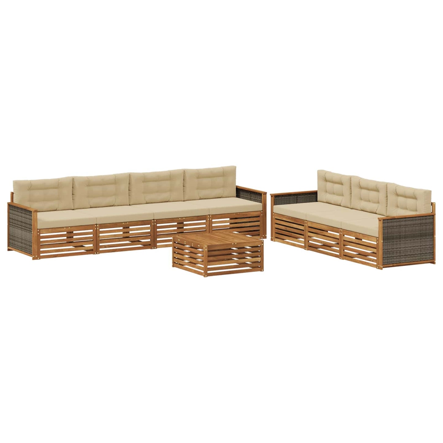 Outdoor-Sofagarnitur 8 stk. Natur und Beige