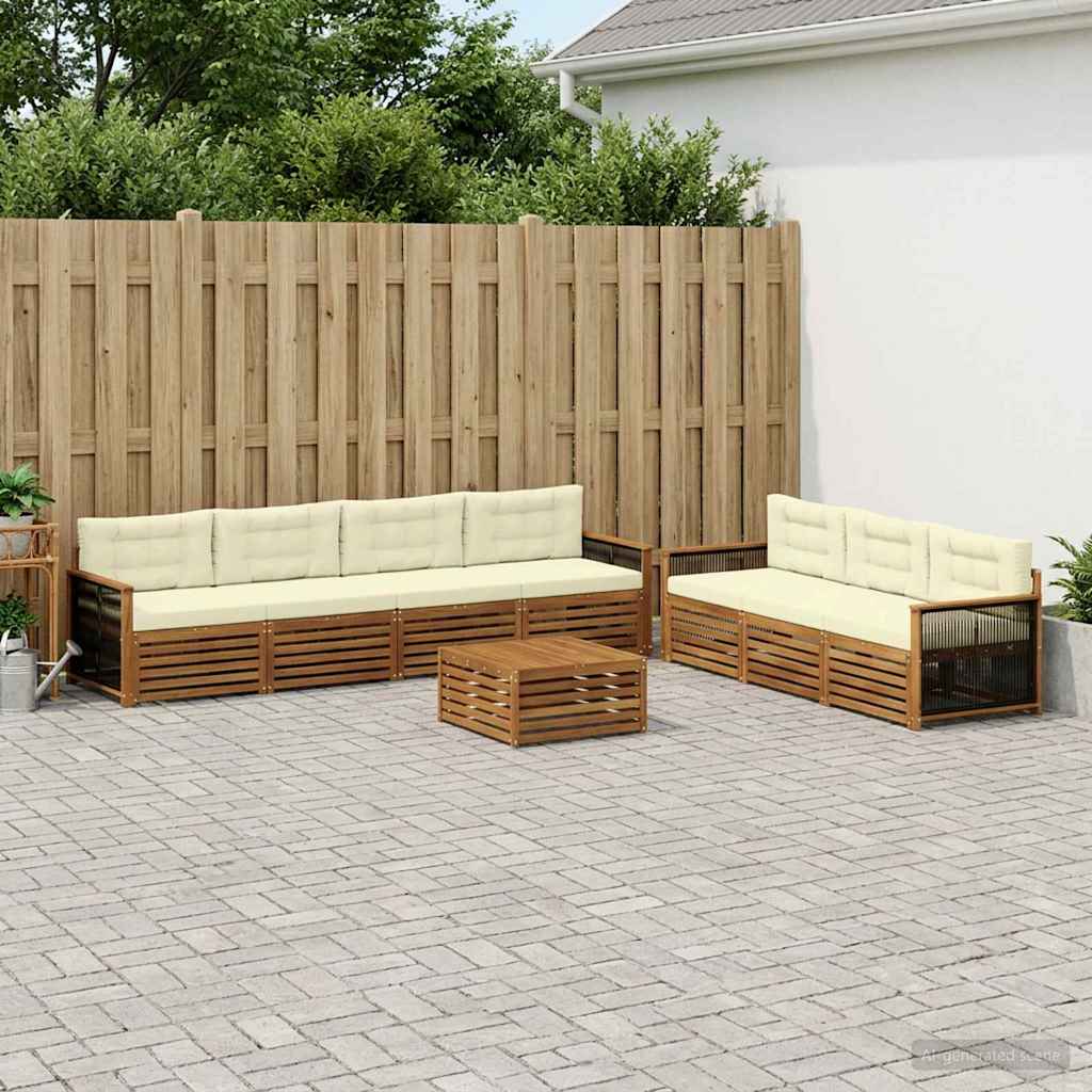 Outdoor-Sofagarnitur 8 stk. Natur und Creme