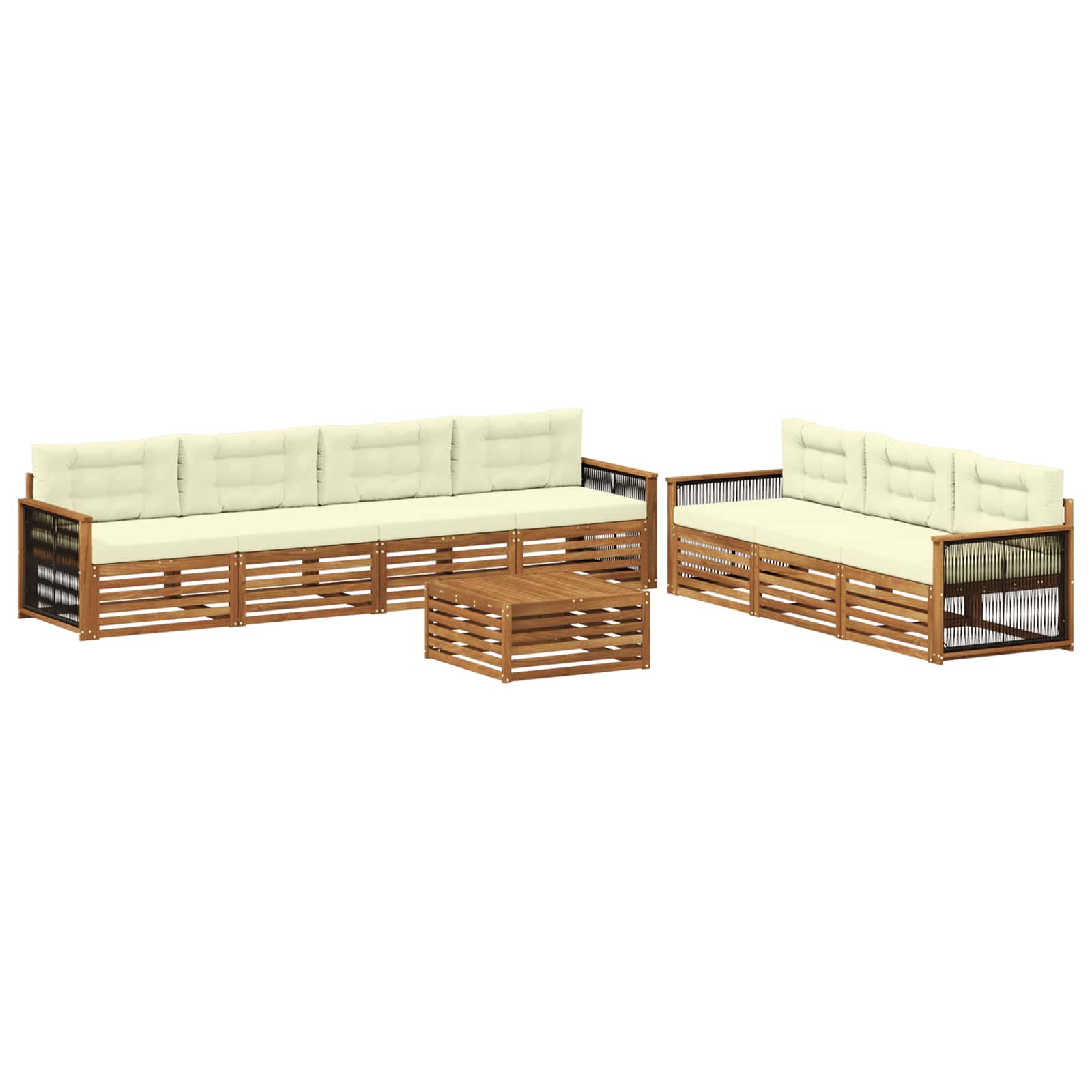 Outdoor-Sofagarnitur 8 stk. Natur und Creme