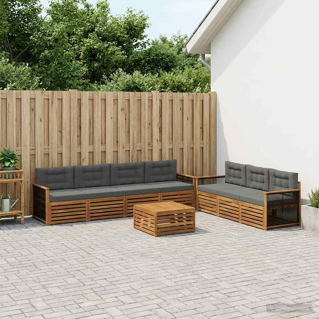 Outdoor-Sofagarnitur 8 stk. Natur und Anthrazit