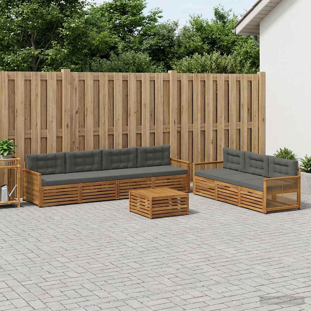 Outdoor-Sofagarnitur 8 stk. Natur und Anthrazit