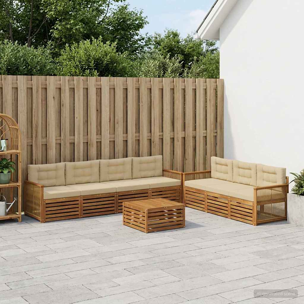 Outdoor-Sofagarnitur 8 stk. Natur und Beige