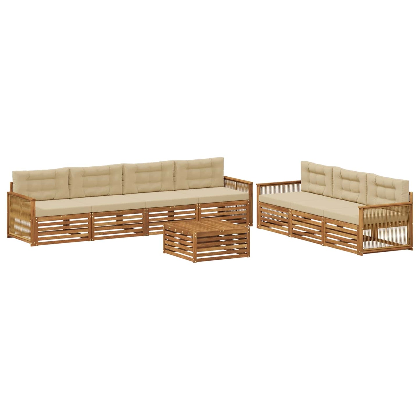 Outdoor-Sofagarnitur 8 stk. Natur und Beige