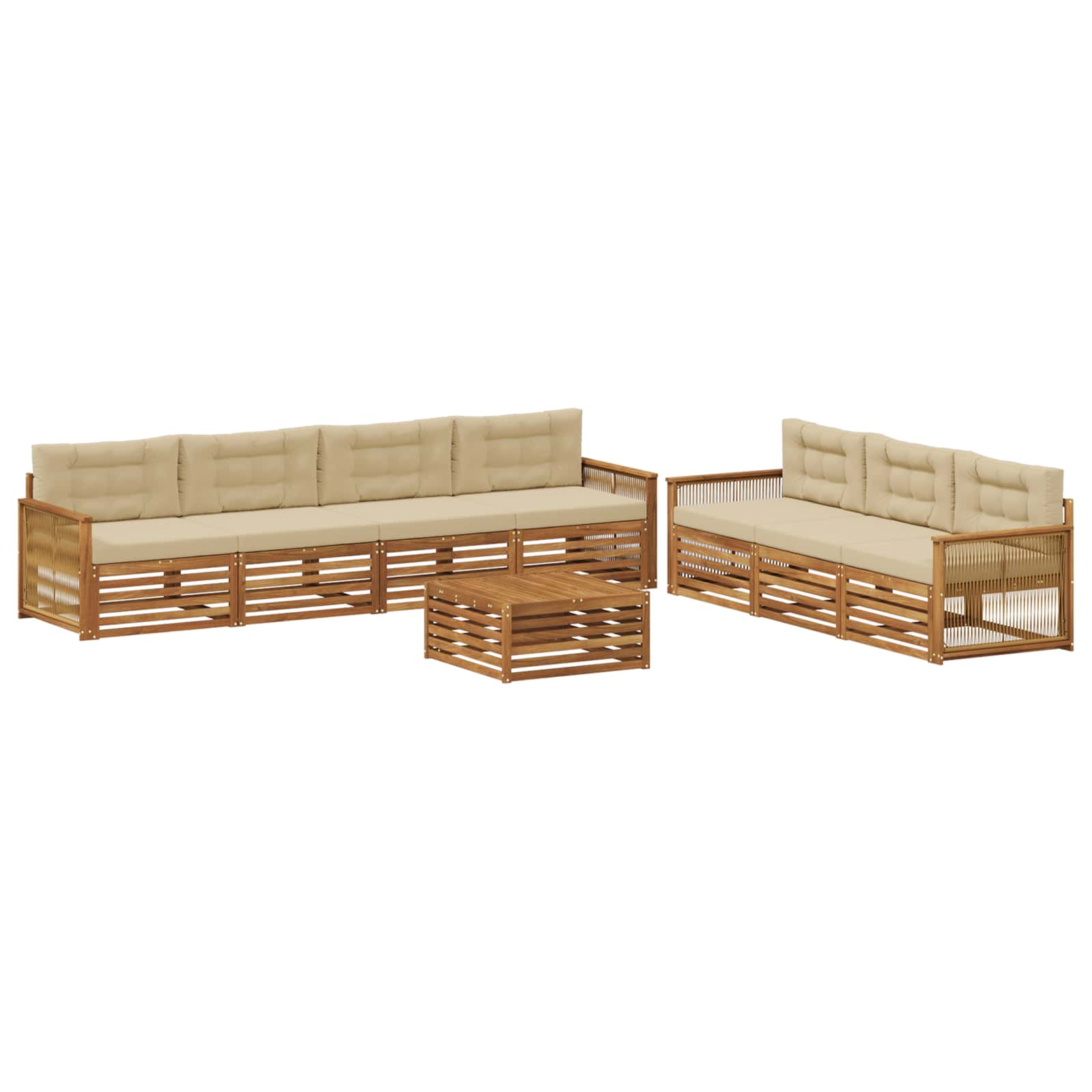 Outdoor-Sofagarnitur 8 stk. Natur und Beige