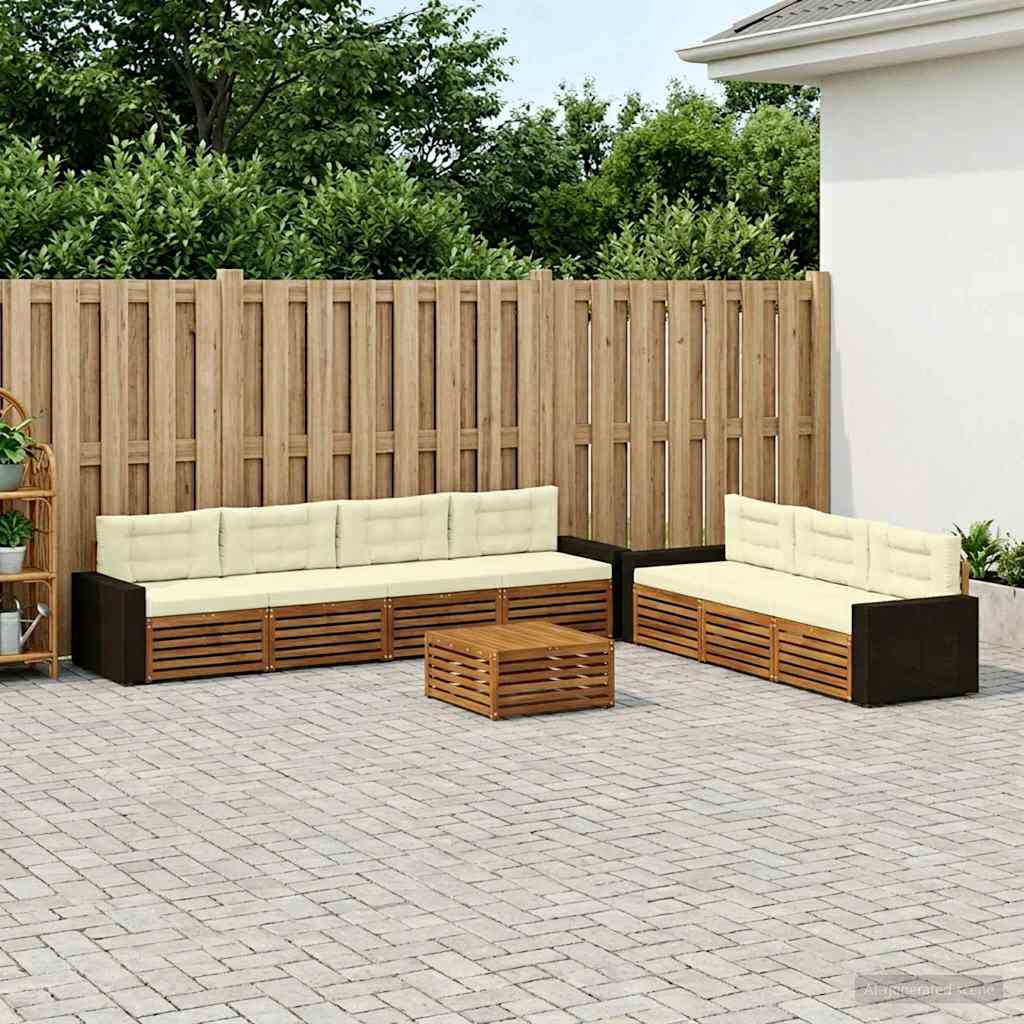 Outdoor-Sofagarnitur 8 stk. Natur und Creme Polyester