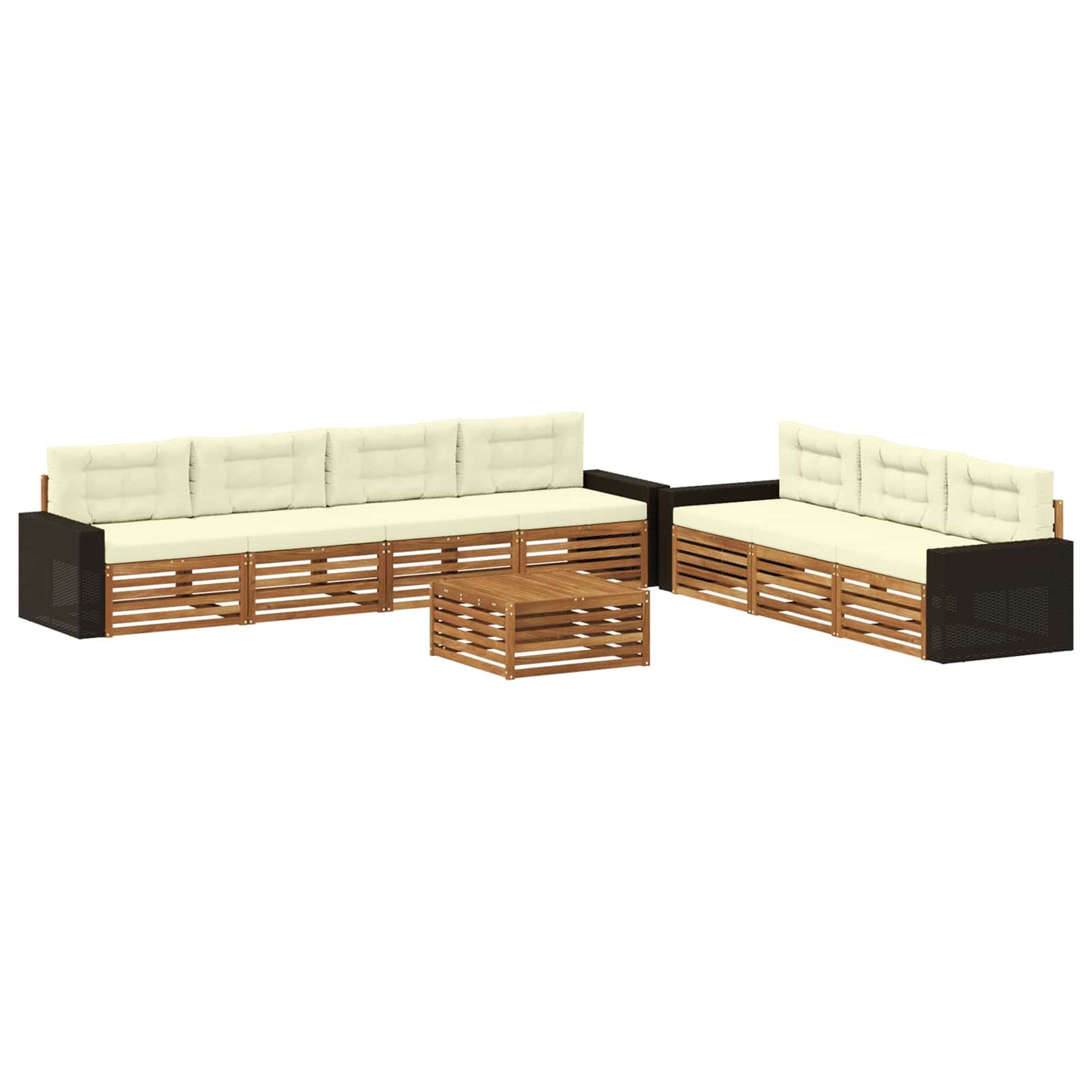 Outdoor-Sofagarnitur 8 stk. Natur und Creme Polyester