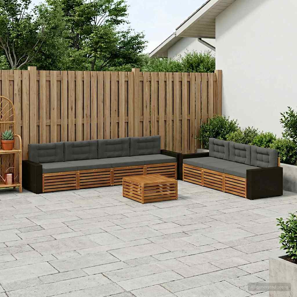 Outdoor-Sofagarnitur 8 pcs Natur und Anthrazit 79 x 79 x 37 cm