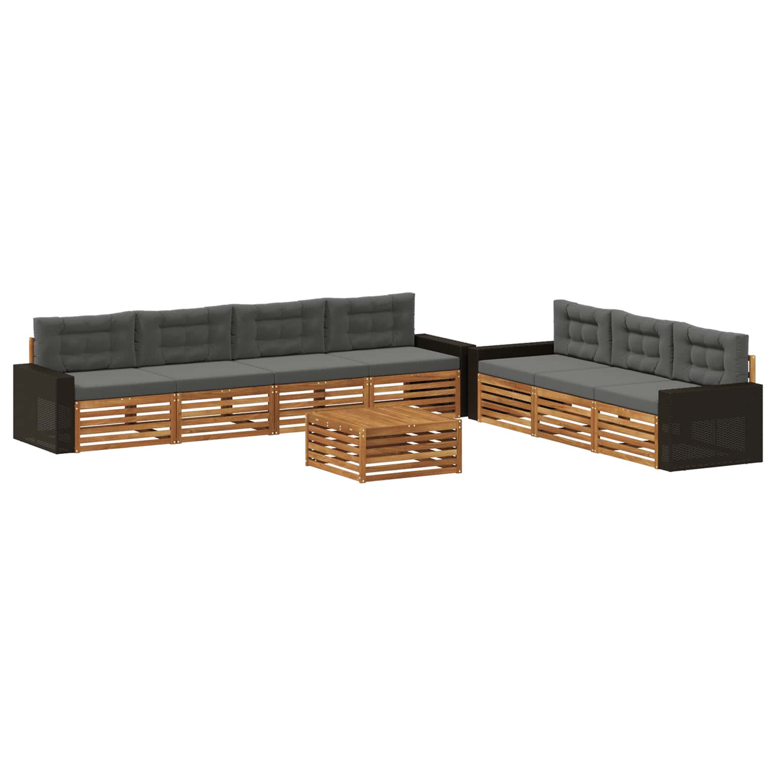 Outdoor-Sofagarnitur 8 pcs Natur und Anthrazit 79 x 79 x 37 cm