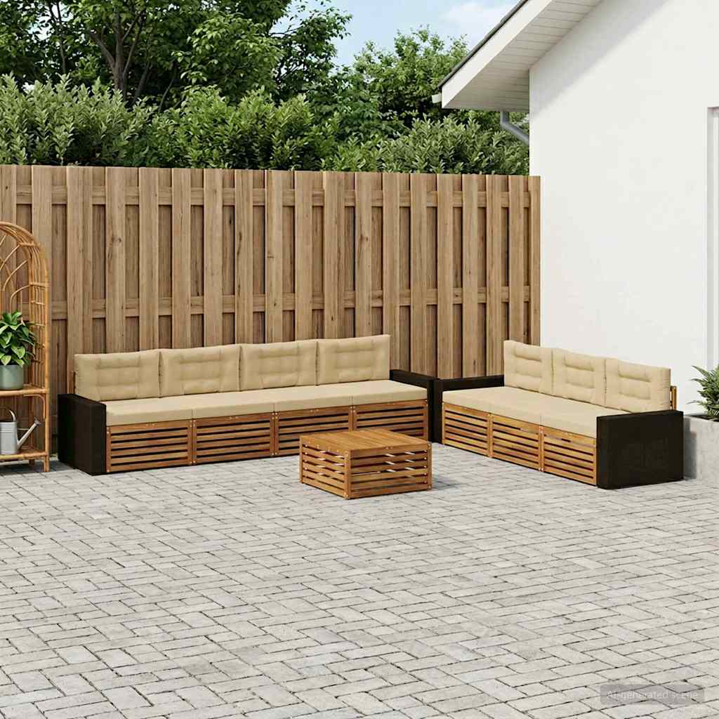 Outdoor-Sofagarnitur 8 stk. Natur und Beige Polyester
