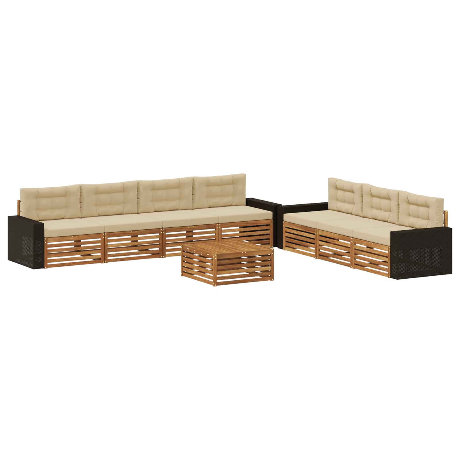 Outdoor-Sofagarnitur 8 stk. Natur und Beige Polyester